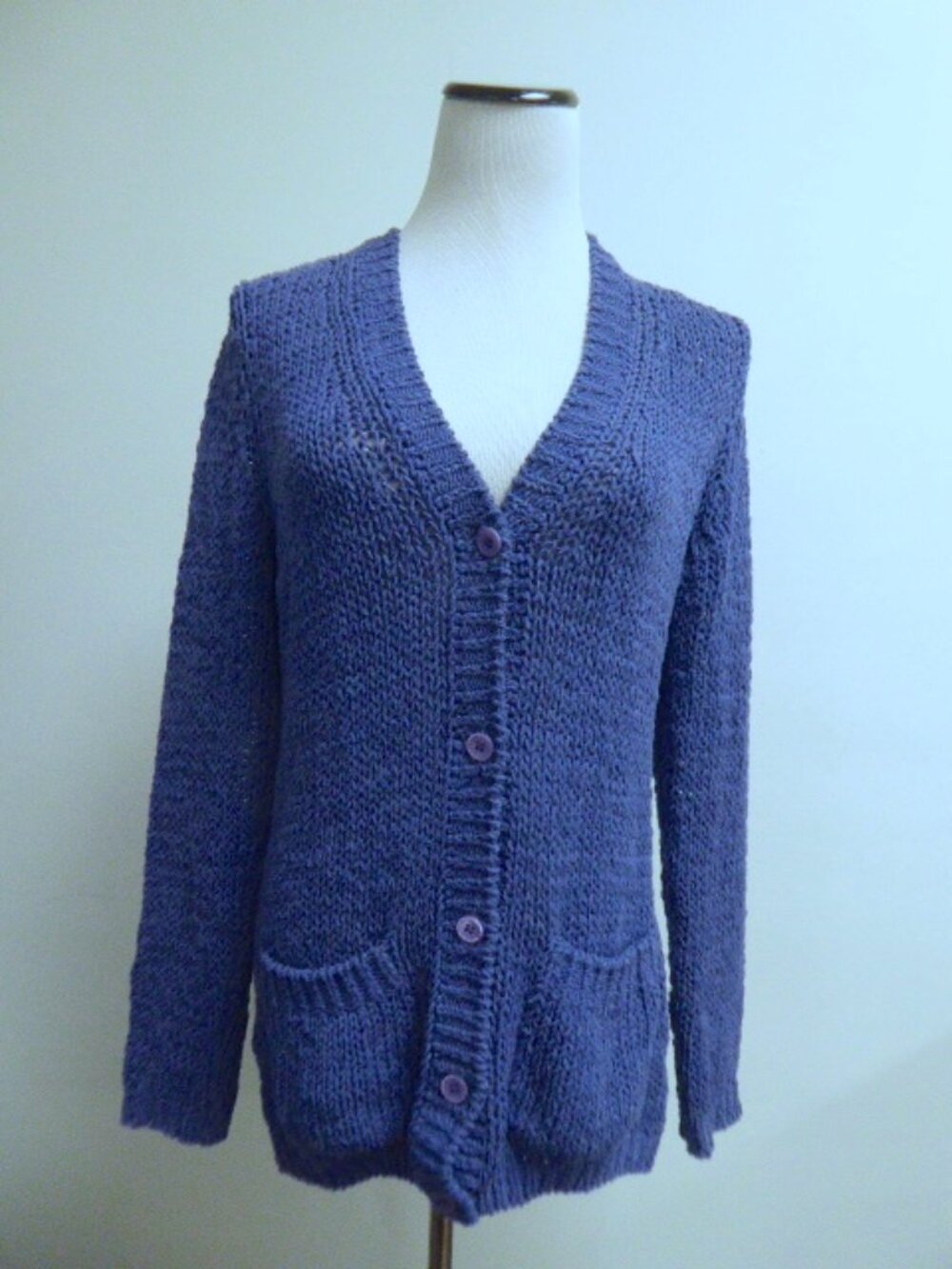KRISTENSEN DU NORD purple cotton cashmere cardigan sweater Italy L 3